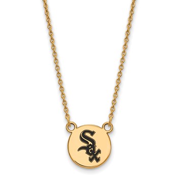 Sterling Silver Gold Plated Major League Baseball LogoArt Chicago White Sox Enamel Necklace