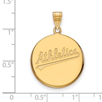 14k Gold Major League Baseball LogoArt Oakland Athletics Script Large Disc Pendant — alternate view