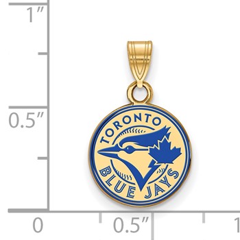 Sterling Silver Gold Plated Major League Baseball LogoArt Toronto Blue Jays Enamel Disc Pendant — alternate view