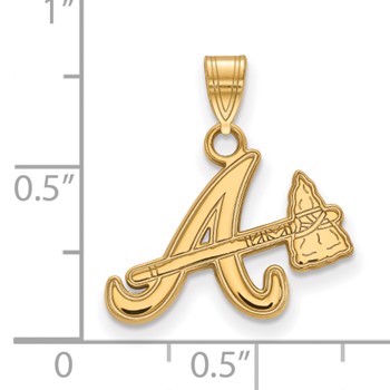 14k Gold Major League Baseball LogoArt Atlanta Braves Letter A w/Tomahawk Small Pendant — alternate view