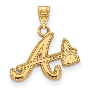 14k Gold Major League Baseball LogoArt Atlanta Braves Letter A w/Tomahawk Small Pendant