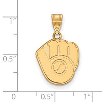 10k Gold Major League Baseball LogoArt Milwaukee Brewers Baseball Glove Medium Pendant — alternate view