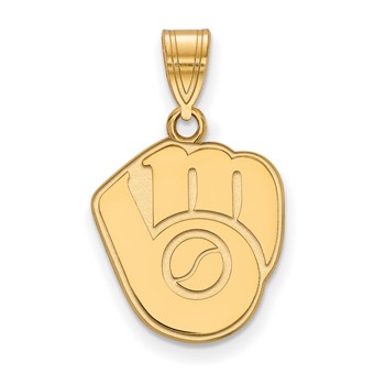 10k Gold Major League Baseball LogoArt Milwaukee Brewers Baseball Glove Medium Pendant