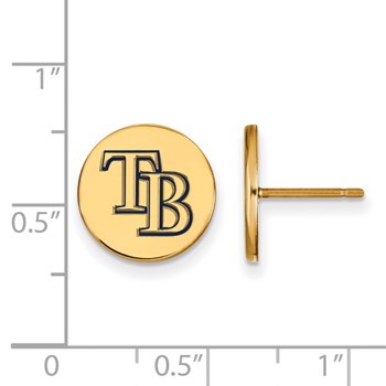 Sterling Silver Gold Plated Major League Baseball LogoArt Tampa Bay Rays Enamel Disc Earrings — alternate view