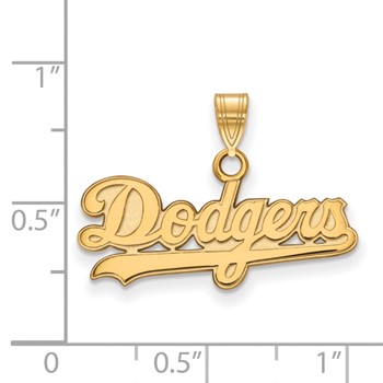 14k Gold Major League Baseball LogoArt Los Angeles Dodgers Script Small Pendant — alternate view
