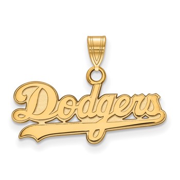 14k Gold Major League Baseball LogoArt Los Angeles Dodgers Script Small Pendant