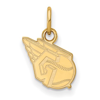 10k Gold Major League Baseball LogoArt Cleveland Guardians Logo Extra Small Pendant