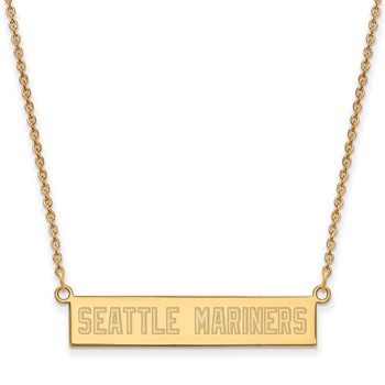 Sterling Silver Gold Plated Major League Baseball LogoArt Seattle Mariners Bar Necklace