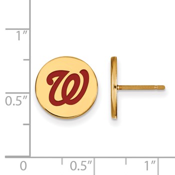 Sterling Silver Gold Plated Major League Baseball LogoArt Washington Nationals Enamel Earrings — alternate view
