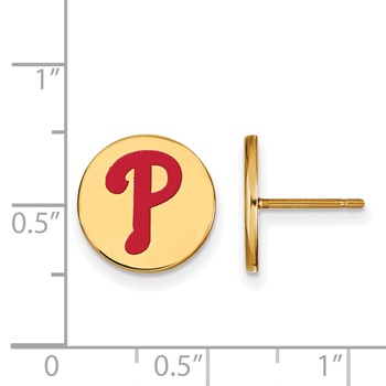 Sterling Silver Gold Plated Major League Baseball LogoArt Philadelphia Phillies Enamel Earrings — alternate view
