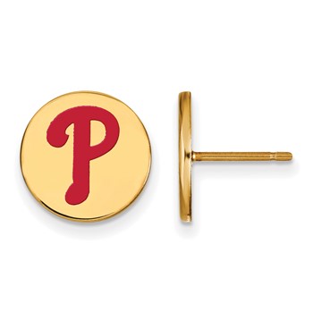 Sterling Silver Gold Plated Major League Baseball LogoArt Philadelphia Phillies Enamel Earrings
