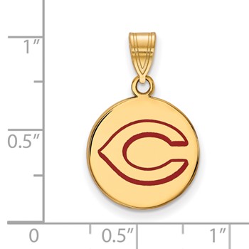 Sterling Silver Gold Plated Major League Baseball LogoArt Cincinnati Reds Enamel Disc Pendant — alternate view
