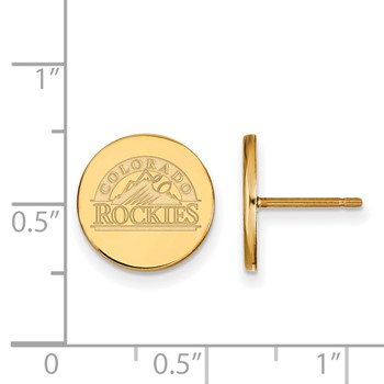 Sterling Silver Gold Plated Major League Baseball LogoArt Colorado Rockies Disc Post Earrings — alternate view