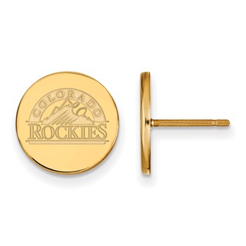 Sterling Silver Gold Plated Major League Baseball LogoArt Colorado Rockies Disc Post Earrings