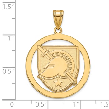 Sterling Silver Gold-plated LogoArt U.S. Military Academy Letter A Extra Large Circle Pendant — alternate view
