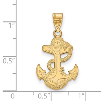 14k Gold LogoArt US Naval Academy Anchor Large Pendant — alternate view