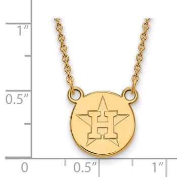 Sterling Silver Gold Plated Major League Baseball LogoArt Houston Astros Disc Necklace — alternate view