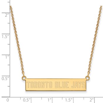 Sterling Silver Gold Plated Major League Baseball LogoArt Toronto Blue Jays Small Bar Necklace — alternate view