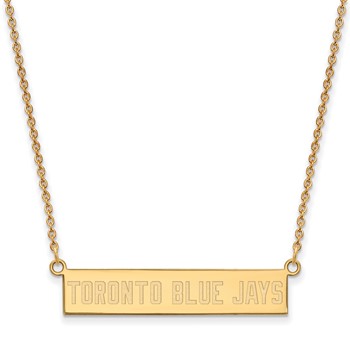Sterling Silver Gold Plated Major League Baseball LogoArt Toronto Blue Jays Small Bar Necklace
