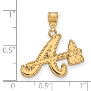 10k Gold Major League Baseball LogoArt Atlanta Braves Letter A w/Tomahawk Pendant — alternate view