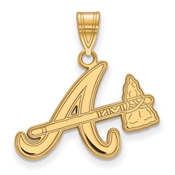 10k Gold Major League Baseball LogoArt Atlanta Braves Letter A w/Tomahawk Pendant