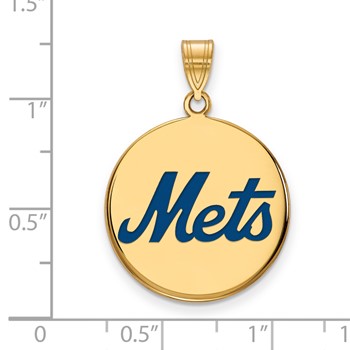 Sterling Silver Gold Plated Major League Baseball LogoArt New York Mets Large Enamel Pendant — alternate view