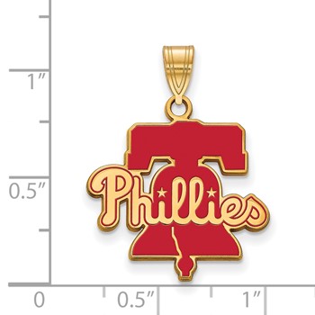 Sterling Silver Gold Plated Major League Baseball LogoArt Philadelphia Phillies Enamel Pendant — alternate view