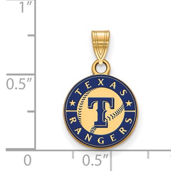 Sterling Silver Gold Plated Major League Baseball LogoArt Texas Rangers Small Enamel Pendant — alternate view