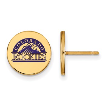 Sterling Silver Gold Plated Major League Baseball LogoArt Colorado Rockies Enamel Post Earrings