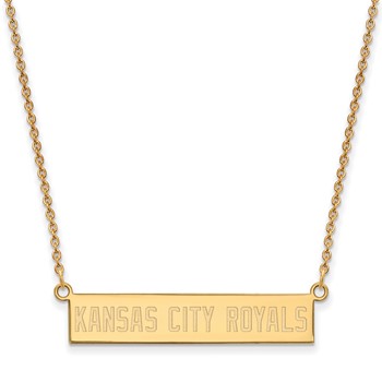Sterling Silver Gold Plated Major League Baseball LogoArt Kansas City Royals Bar Necklace