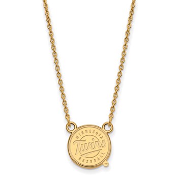 Sterling Silver Gold Plated Major League Baseball LogoArt Minnesota Twins Pendant Necklace — alternate view