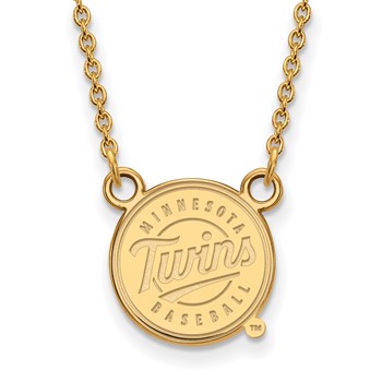 Sterling Silver Gold Plated Major League Baseball LogoArt Minnesota Twins Pendant Necklace