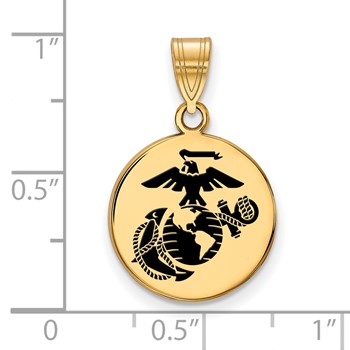 Gold Plated SS Medium U.S. Marine Corps Epoxied Disc Pendant — alternate view