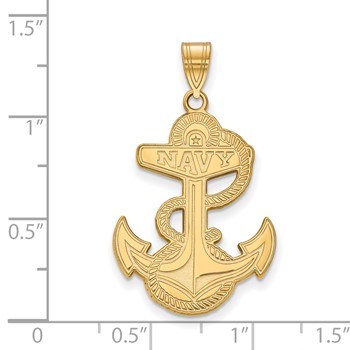 Sterling Silver Gold-plated LogoArt US Naval Academy Anchor Extra Large Pendant — alternate view