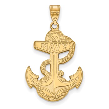 Sterling Silver Gold-plated LogoArt US Naval Academy Anchor Extra Large Pendant