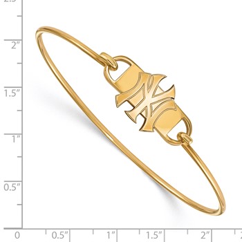 Sterling Silver Gold Plated Major League Baseball LogoArt New York Yankees N-Y Wire Bangle — alternate view