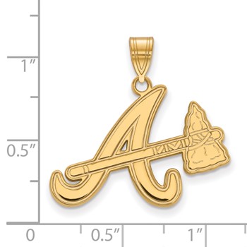 10k Gold Major League Baseball LogoArt Atlanta Braves Letter A and Tomahawk Large Pendant — alternate view