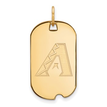 Sterling Silver Gold Plated Major League Baseball LogoArt Arizona Diamondbacks Small Dog Tag
