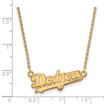 10k Gold Major League Baseball LogoArt Los Angeles Dodgers Script Pendant Necklace — alternate view
