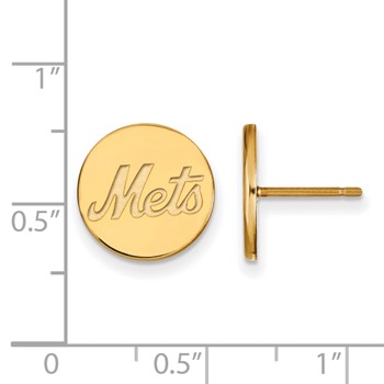 Sterling Silver Gold Plated Major League Baseball LogoArt New York Mets Small Disc Earrings — alternate view