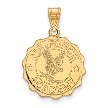 Sterling Silver Gold-plated LogoArt United States Air Force Academy Large Crest Pendant