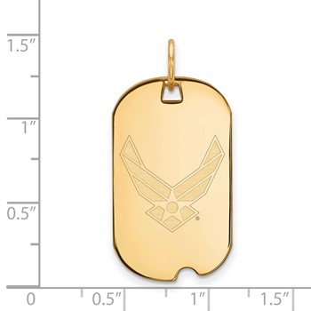 Sterling Silver Gold-plated LogoArt U.S. Air Force Small Dog Tag Pendant — alternate view