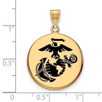 Gold Plated SS Large U.S. Marine Corps Epoxied  Disc Pendant — alternate view