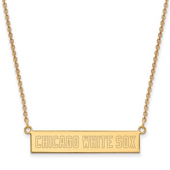 Sterling Silver Gold Plated Major League Baseball LogoArt Chicago White Sox Bar Necklace