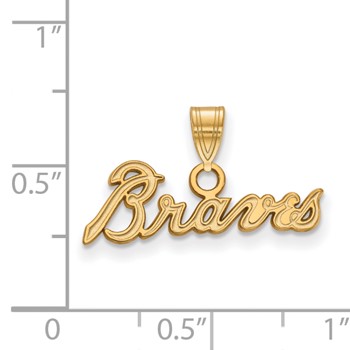 14k Gold Major League Baseball LogoArt Atlanta Braves Script Small Pendant — alternate view