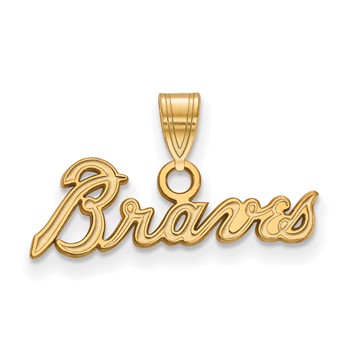 14k Gold Major League Baseball LogoArt Atlanta Braves Script Small Pendant