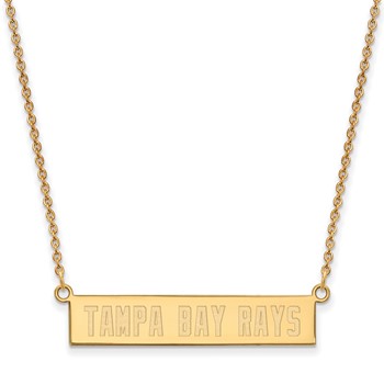 Sterling Silver Gold Plated Major League Baseball LogoArt Tampa Bay Rays Bar Necklace