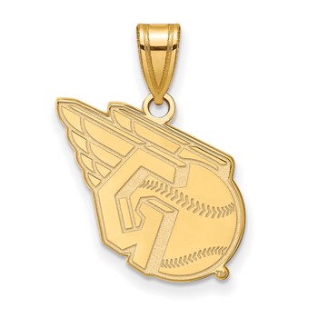 10k Gold Major League Baseball LogoArt Cleveland Guardians Logo Medium Pendant