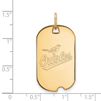 Sterling Silver Gold Plated Major League Baseball LogoArt Baltimore Orioles Dog Tag Pendant — alternate view
