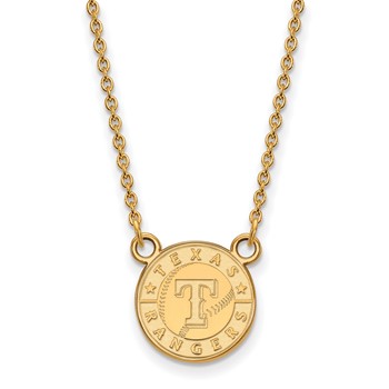 Sterling Silver Gold Plated Major League Baseball LogoArt Texas Rangers Pendant Necklace